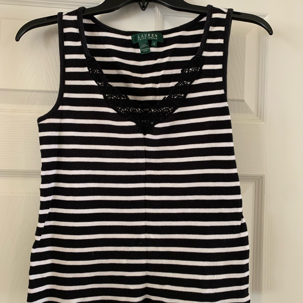 Ralph Lauren Black and White Striped Tank Top
